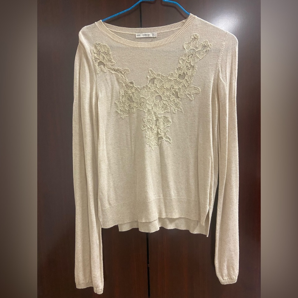 Zara Cream Floral Lace Women's Blouse